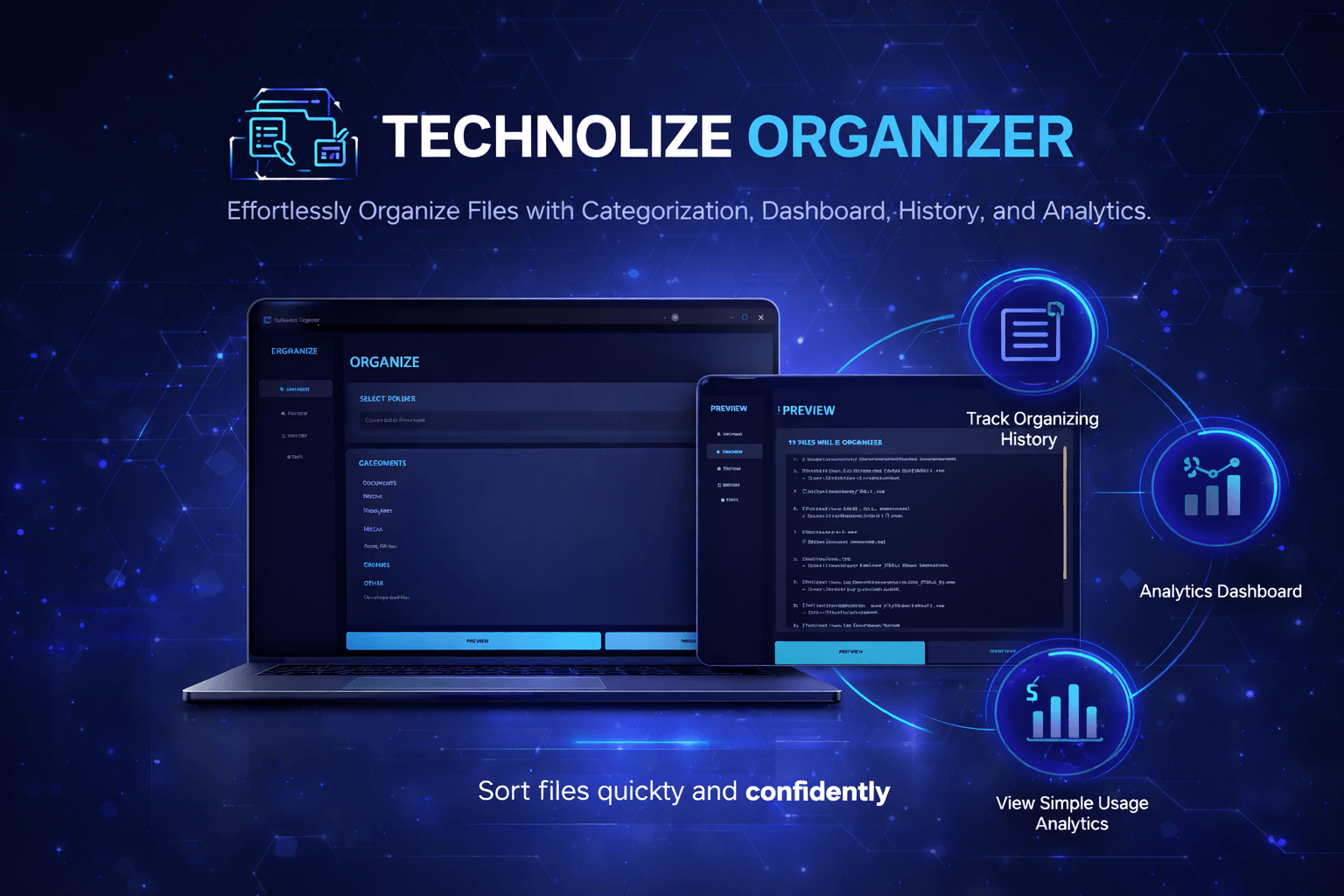 Technolize Organizer desktop app preview